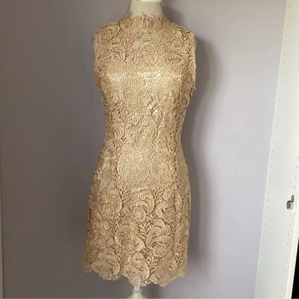 Gracia gold floral lace like dress
